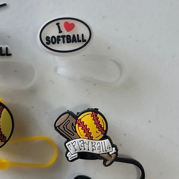 Softball Straw Toppers - Picture 6 of 6